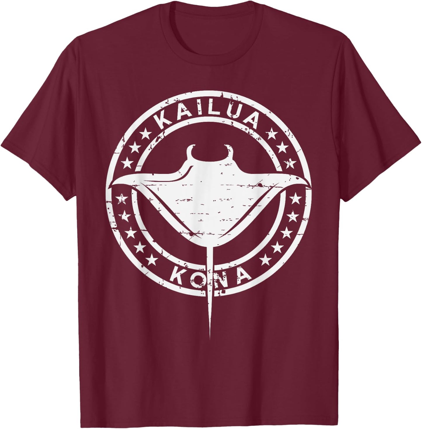 Vintage Hawaii Vacation Shirt Tribal Kailua Stingray T-Shirt - T-Shirt | Maroon