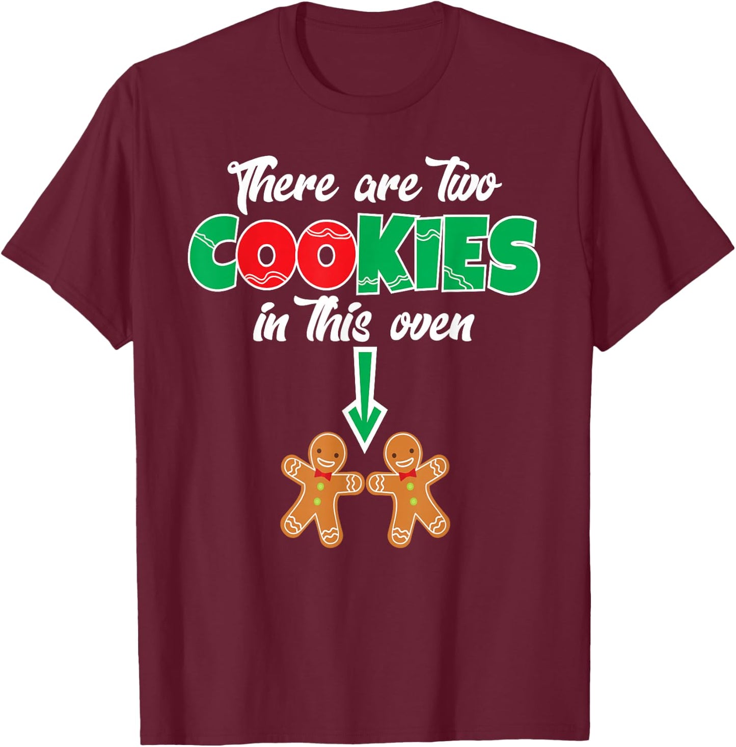 Christmas Twins Expecting Mom Pregnant Wife T-Shirt - T-Shirt | Maroon