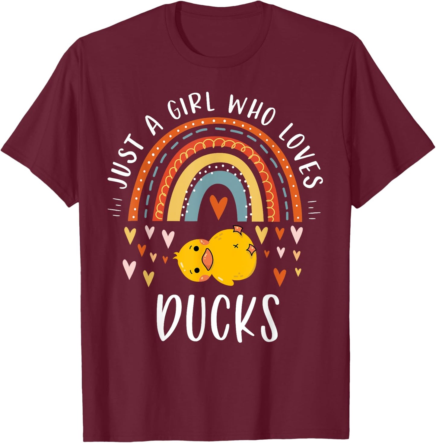 Just A Girl Who Loves Ducks Rainbow Gifts For Duck Lover T-Shirt - T-Shirt | Maroon