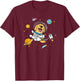 Funny Cute Kawaii Kids Boys Space Golden Retriever Lover T-Shirt - T-Shirt | Maroon