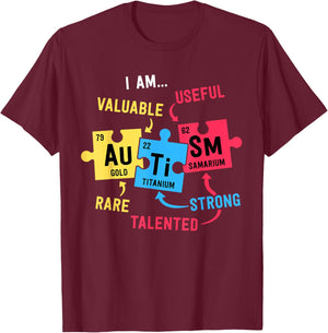 Autism Awareness Shirts Men Boys Periodic Table Elements T-Shirt - T-Shirt | Maroon
