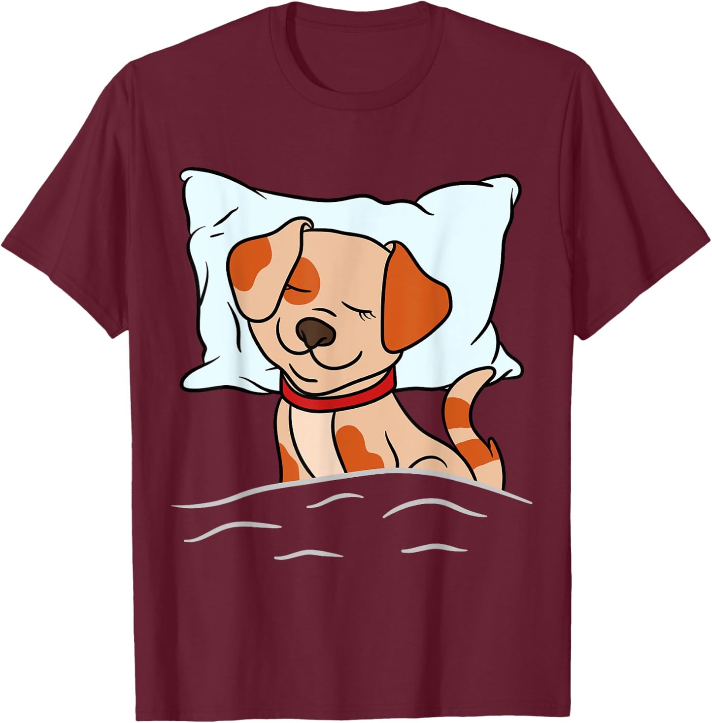 Sleeping Animals Pajama Nightgown Cute Sleeping Dog Women Girls Kids T-Shirt - T-Shirt | Maroon