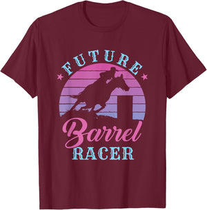 Future Barrel Racer Cute Cowgirl Western Barrel Racing T-Shirt - T-Shirt | Maroon