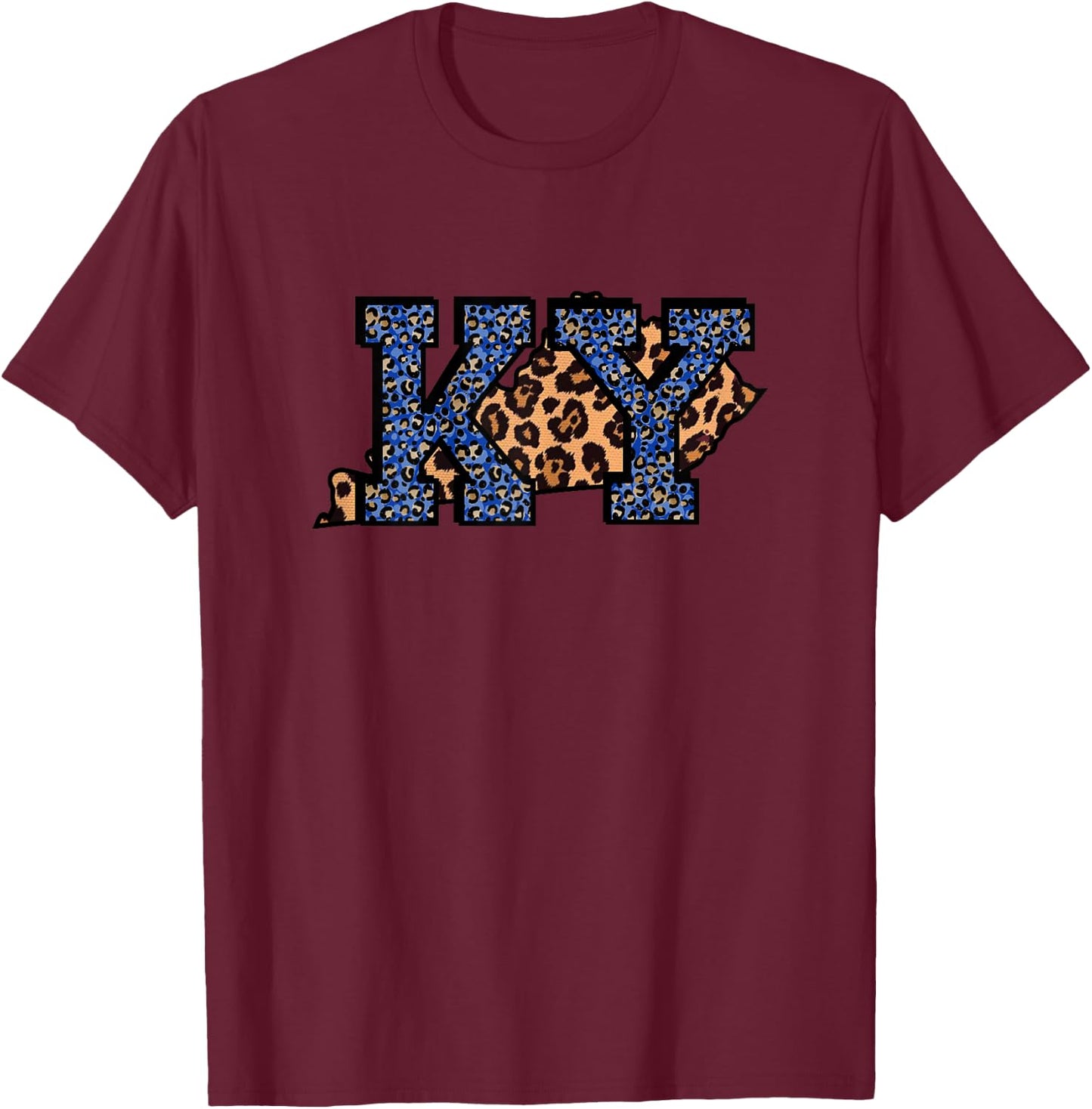 Kentucky Leopard Print KY Pride Kentucky Girl Cute State T-Shirt - T-Shirt | Maroon
