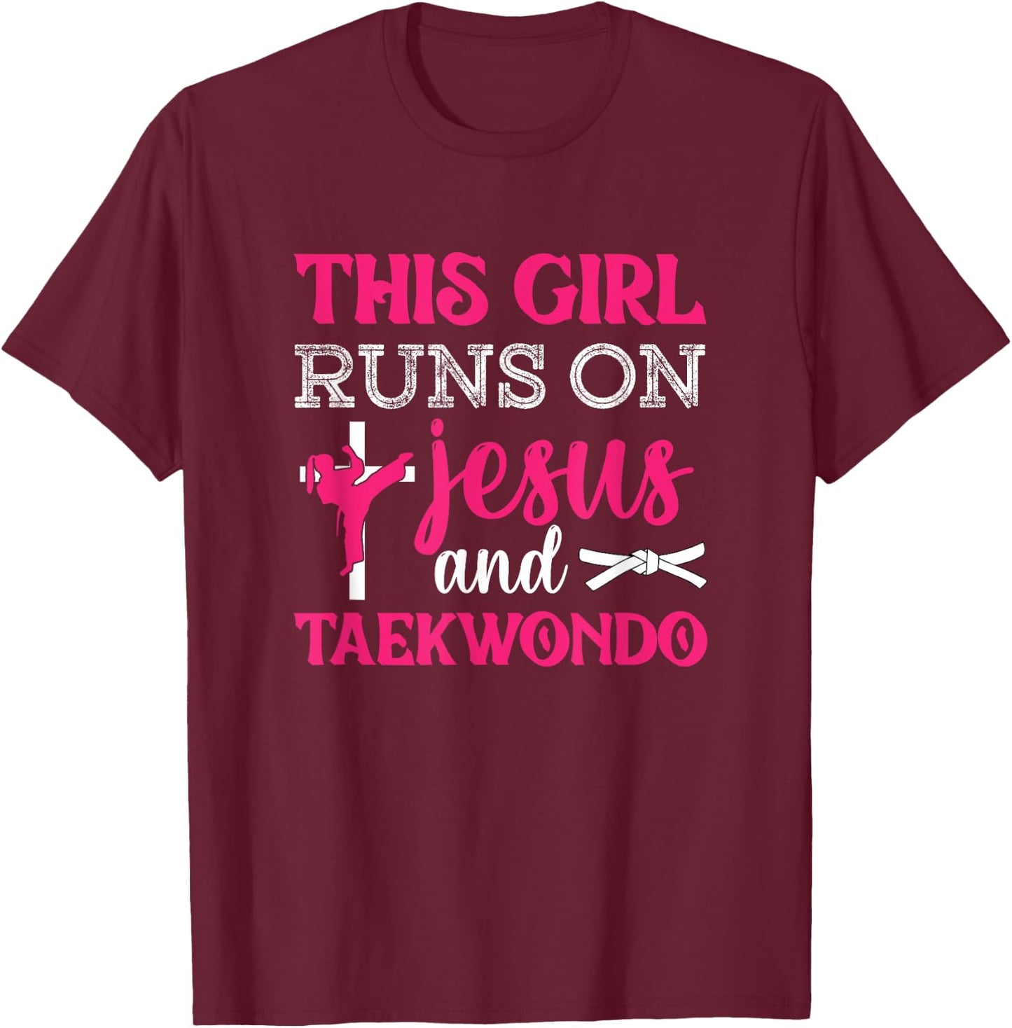 This Girl Jesus Taekwondo Woman Religion Karate T-Shirt - T-Shirt | Maroon