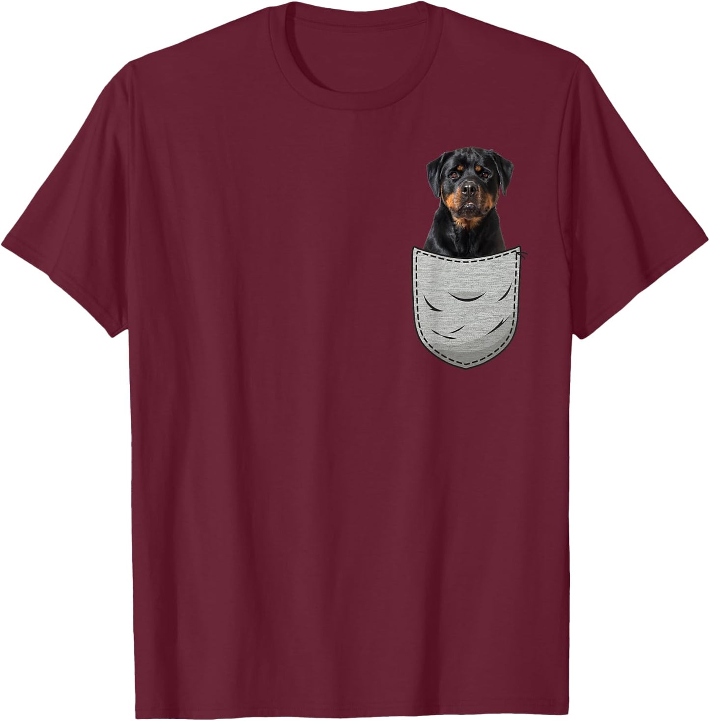Rottweiler in The Chest Pocket for Dog Owners T-Shirt - T-Shirt | Maroon