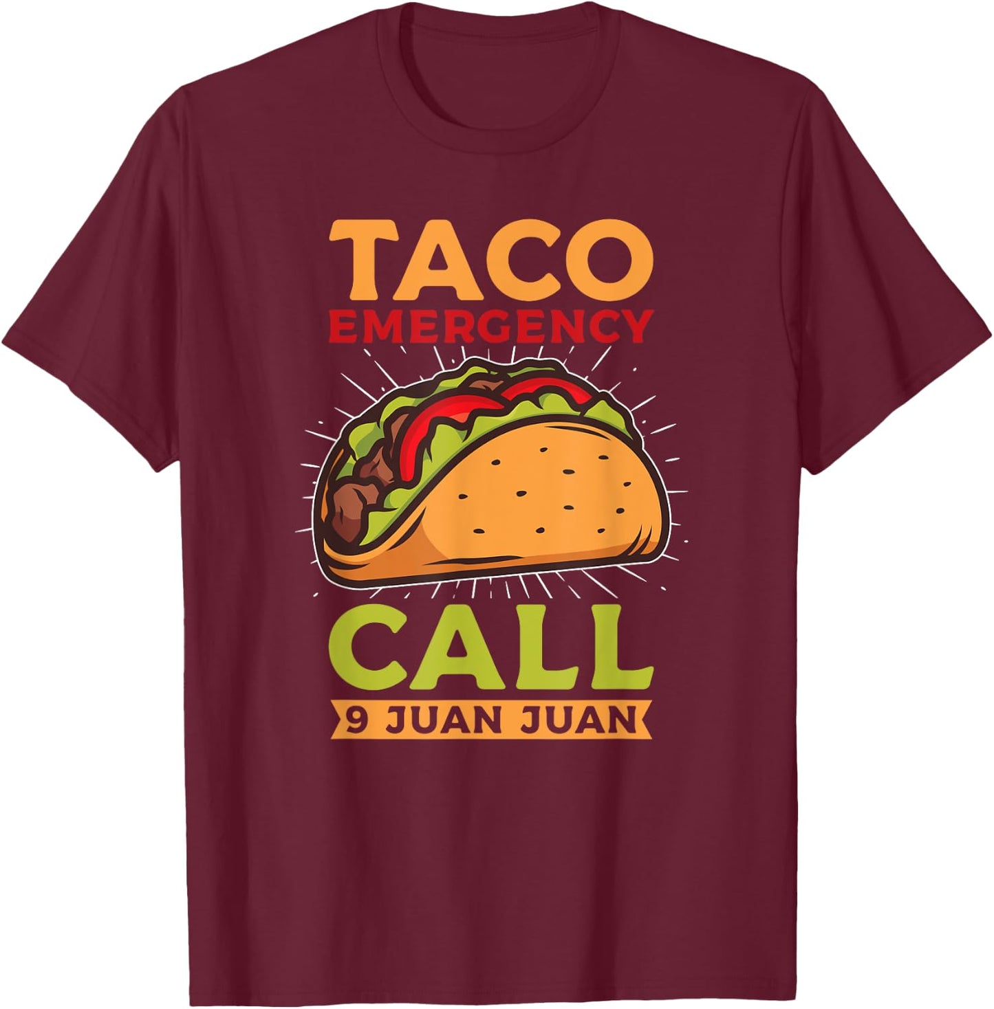 Taco Tuesday Mexico Food Tacos Gift - Men's Black Short Sleeve - Small - Classic Fit - Cinco de Mayo, Taco Tuesday, Mexican Cuisine Lovers - Fun, Casual - Unique Graphic Design T-Shirt - T-Shirt | Maroon