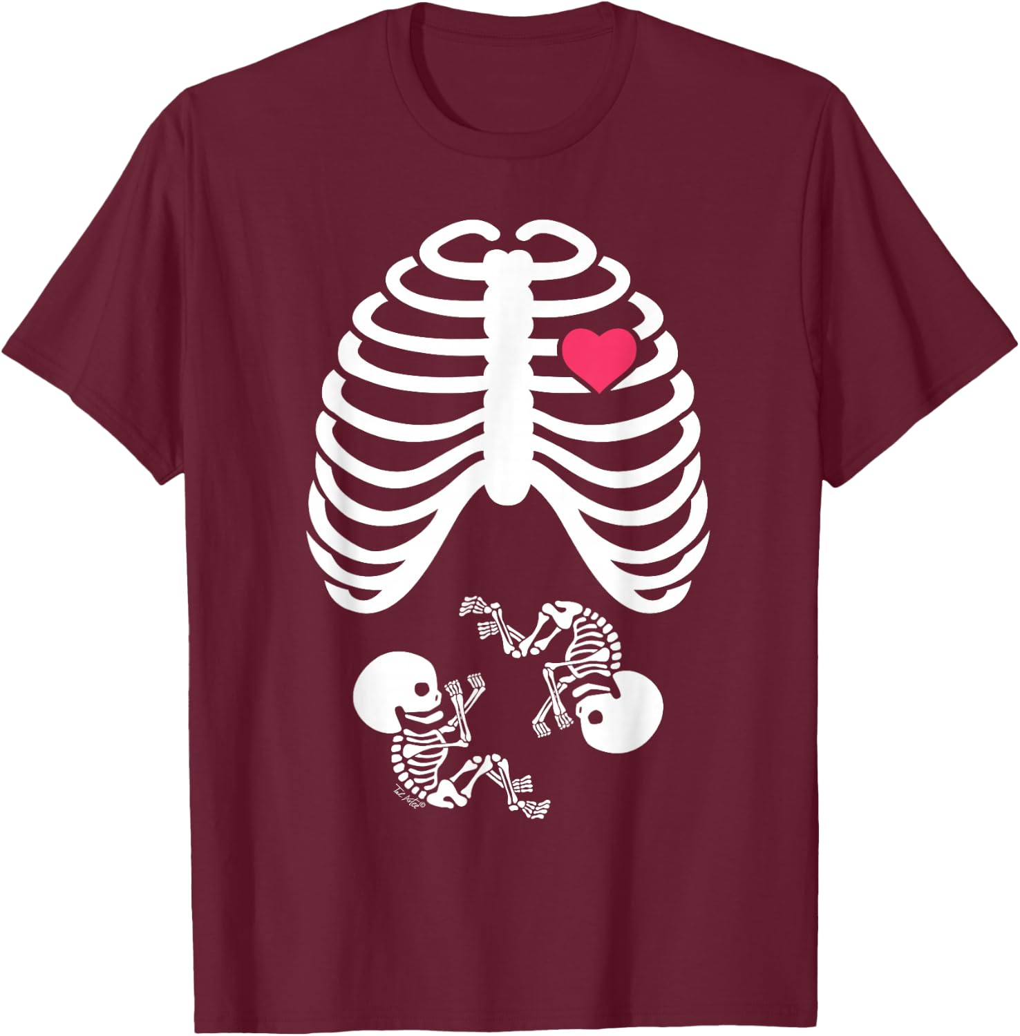 Halloween Pregnancy Tops Expecting Twins Babies Design T-Shirt - T-Shirt | Maroon
