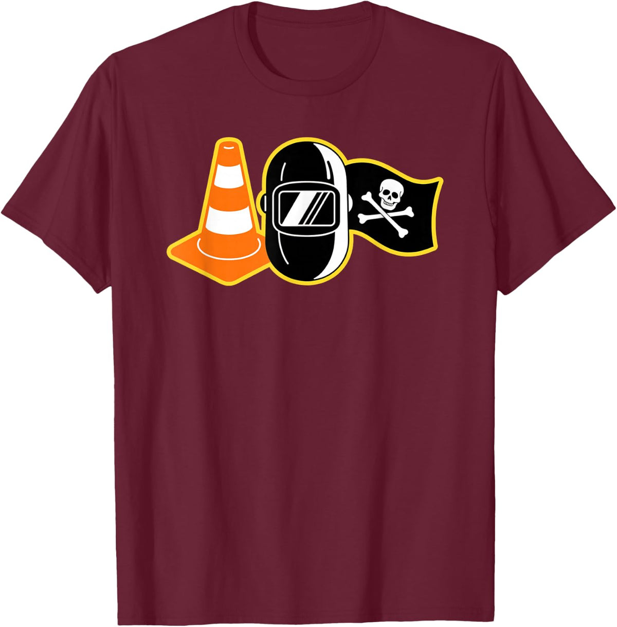 Pittsburgh, Hoist The Traffic Cone 3 Icons Funny Welder T-Shirt - T-Shirt | Maroon