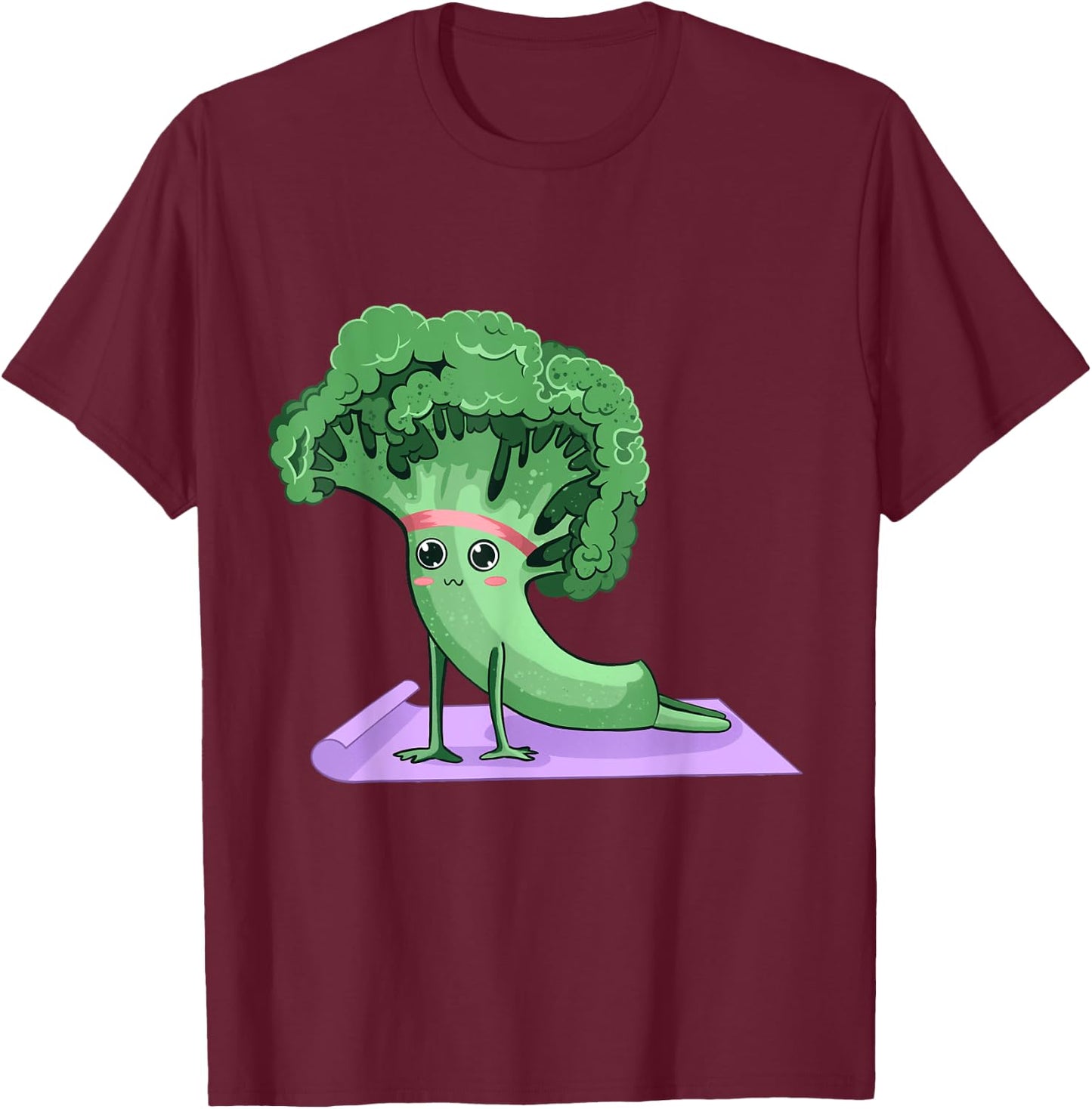 Cute Broccoli Yoga Pose Funny Yogi Broccoli Lover T-Shirt - T-Shirt | Maroon