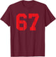 Red Distressed Number 67 T-Shirt - T-Shirt | Maroon