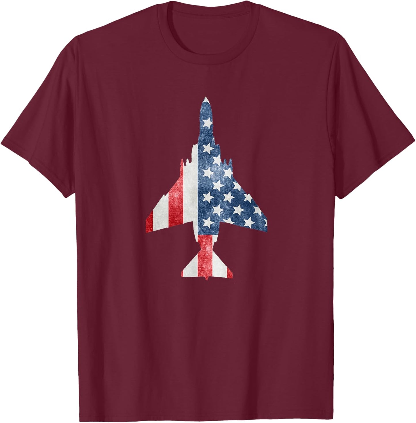 F-4 Phantom American Flag Military Aviation T-Shirt - T-Shirt | Maroon