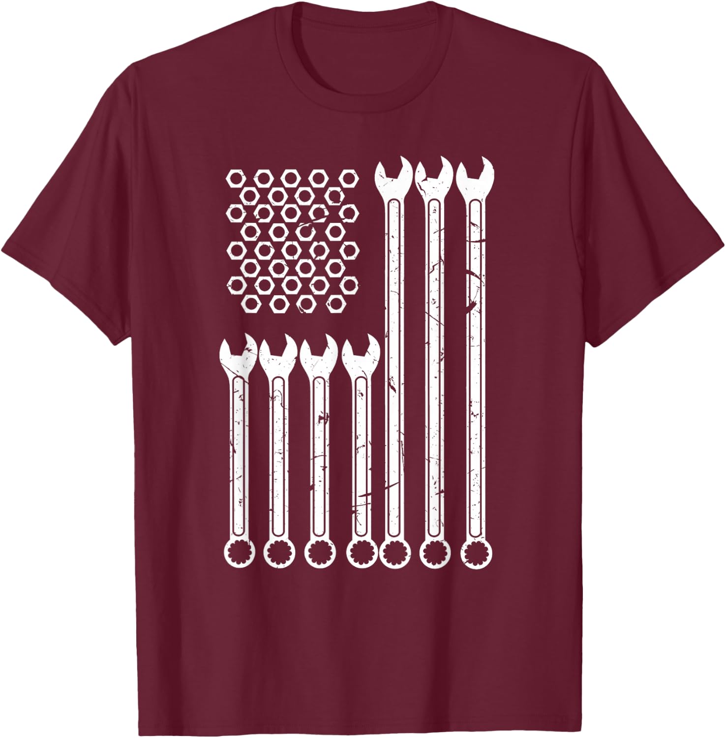 Wrench & Bolt Repairman | Cool Patriotic USA Flag T-Shirt - T-Shirt | Maroon