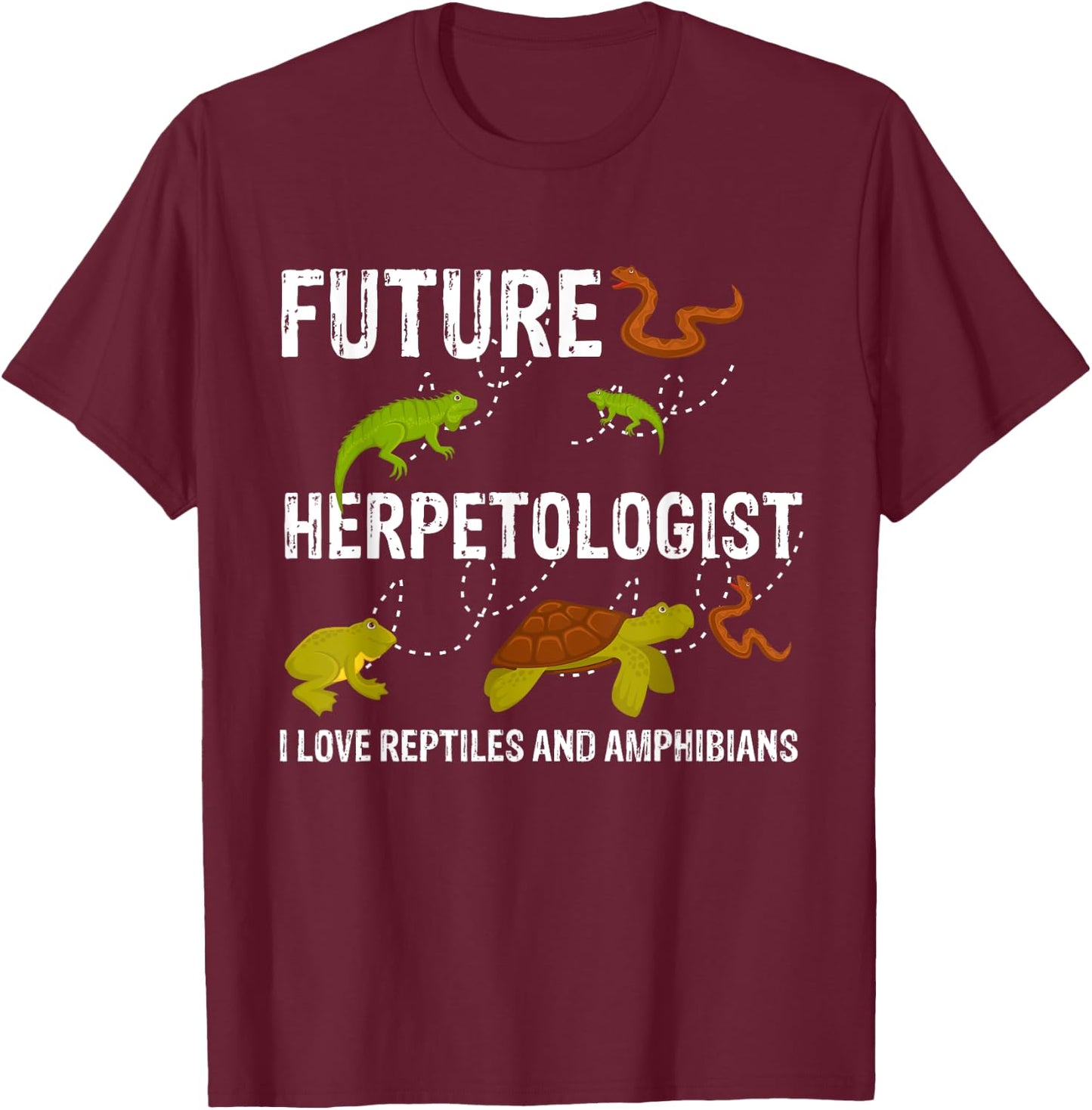 Kiting Surfing Boarder Apparel & Gift Collection Future Herpetologist Reptiles & Amphibians Biology Insects Adult Black Small Modern Animal Pattern Short Sleeve T-Shirt - T-Shirt | Maroon