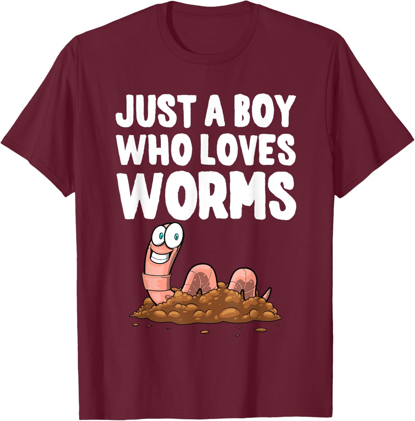 Cool Worm Gifts Love Worms Accessories & Stuff Boys Kids Worm Hunter Worm Farmer Composter T-Shirt - T-Shirt | Maroon