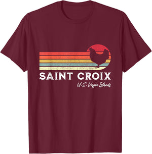 Saint Croix Retro Chicken Lover Souvenir T-Shirt - T-Shirt | Maroon