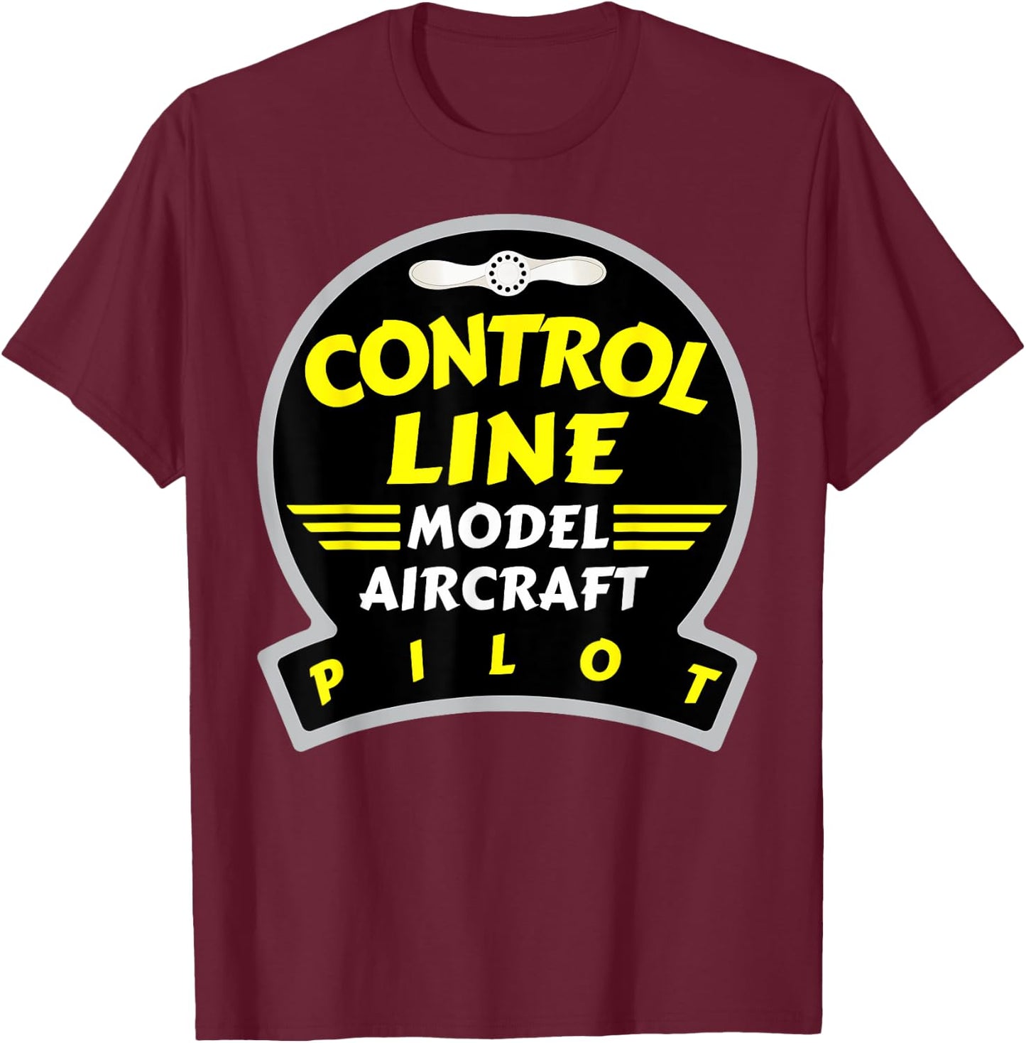 Control Line Model Aircraft Pilot T-Shirt - T-Shirt | Maroon