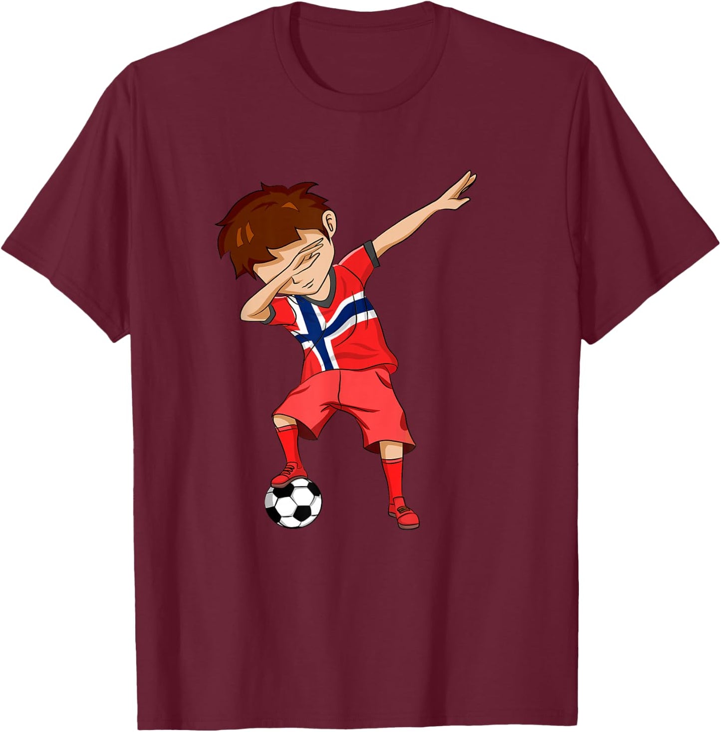 Dabbing Soccer Boy Norway Shirt Norwegian T-Shirt - T-Shirt | Maroon