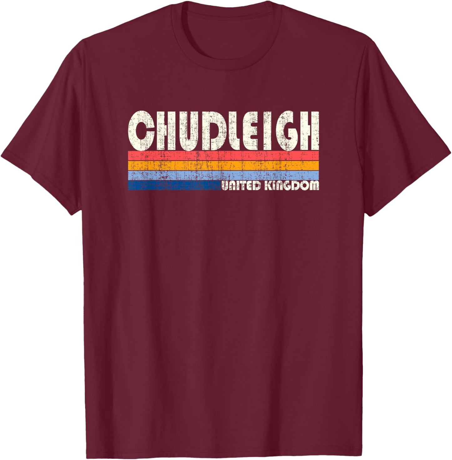 Retro Vintage 70s 80s Style Chudleigh, United Kingdom T-Shirt - T-Shirt | Maroon