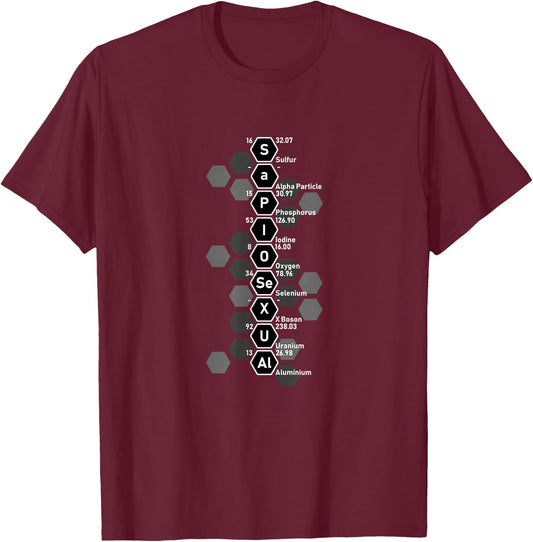 Sapiosexual Scientist Periodic Table T-Shirt - T-Shirt | Maroon