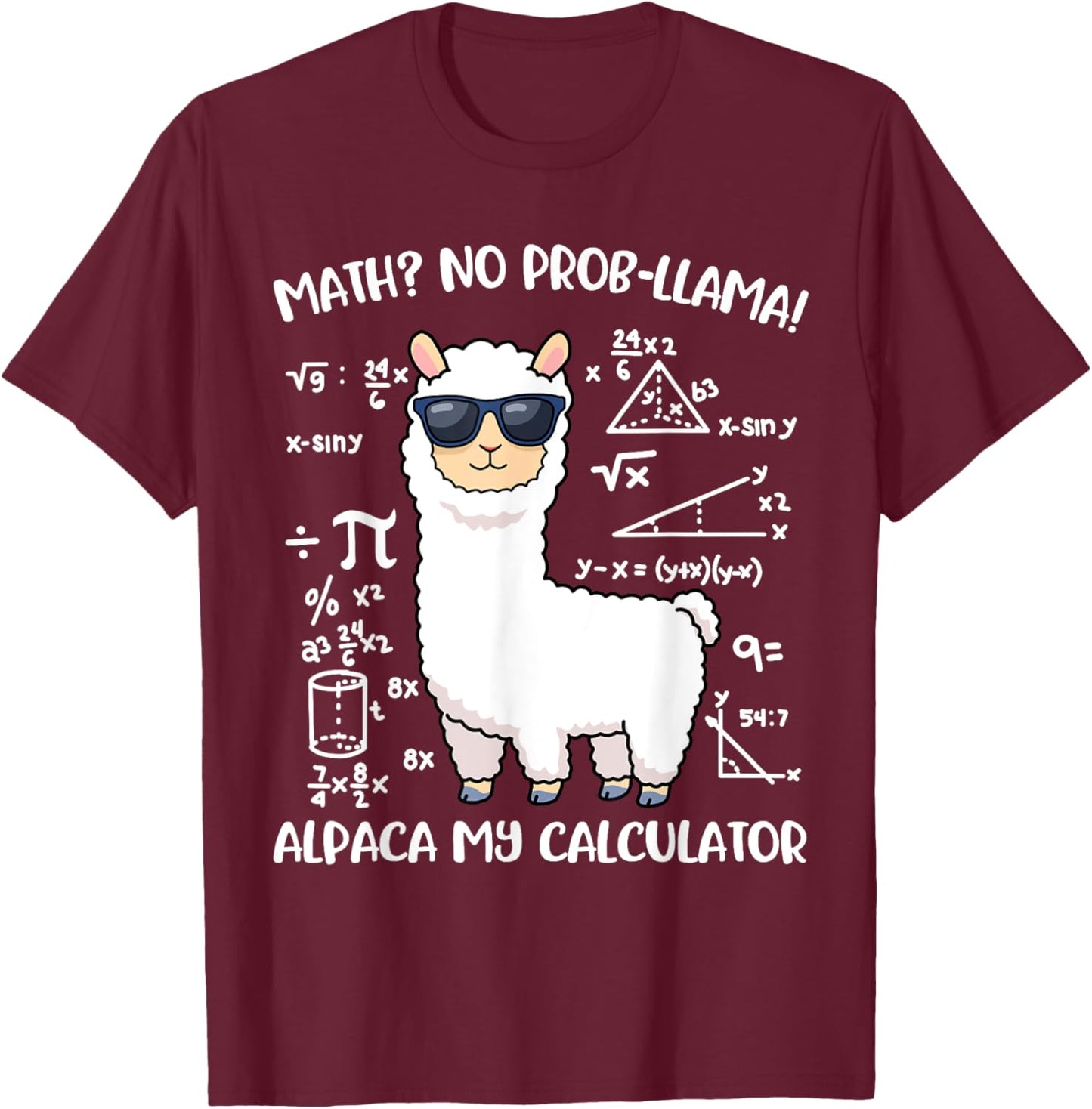 Math Llama T-Shirt - T-Shirt | Maroon