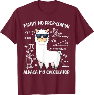 Math Llama T-Shirt - T-Shirt | Maroon