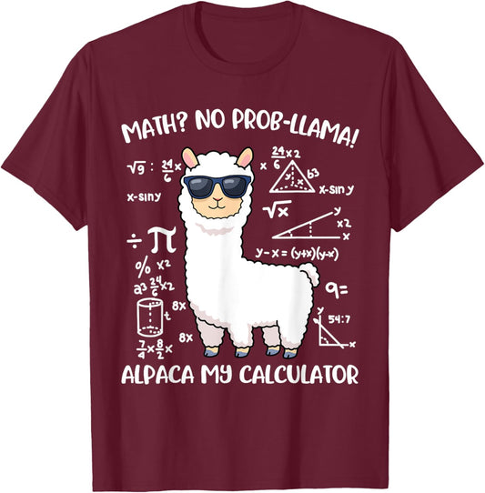 Math Llama T-Shirt - T-Shirt | Maroon