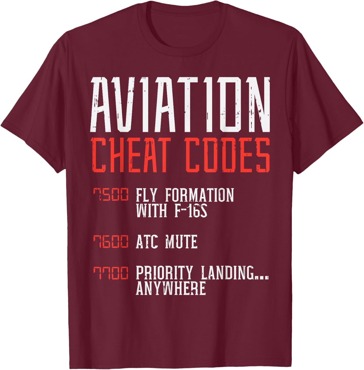 BoredKoalas Aviation Lovers Shirts Pilot Gifts Aviation Cheat Codes Funny Airplane Humor Pilot ATC Gift T-Shirt - T-Shirt | Maroon