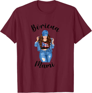 Boricua Mami Puerto Rican Pride Proud FLag Patriotic Women T-Shirt - T-Shirt | Maroon