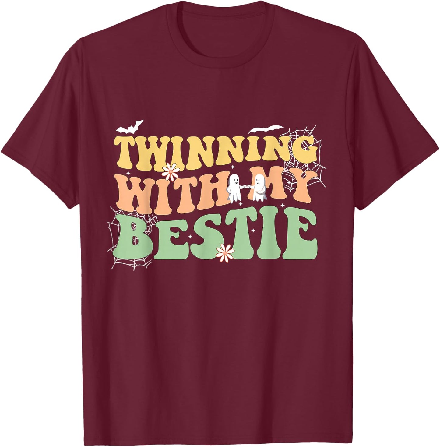 Halloween Twin Besties Ghosts Friend Twinning with My Bestie T-Shirt - T-Shirt | Maroon