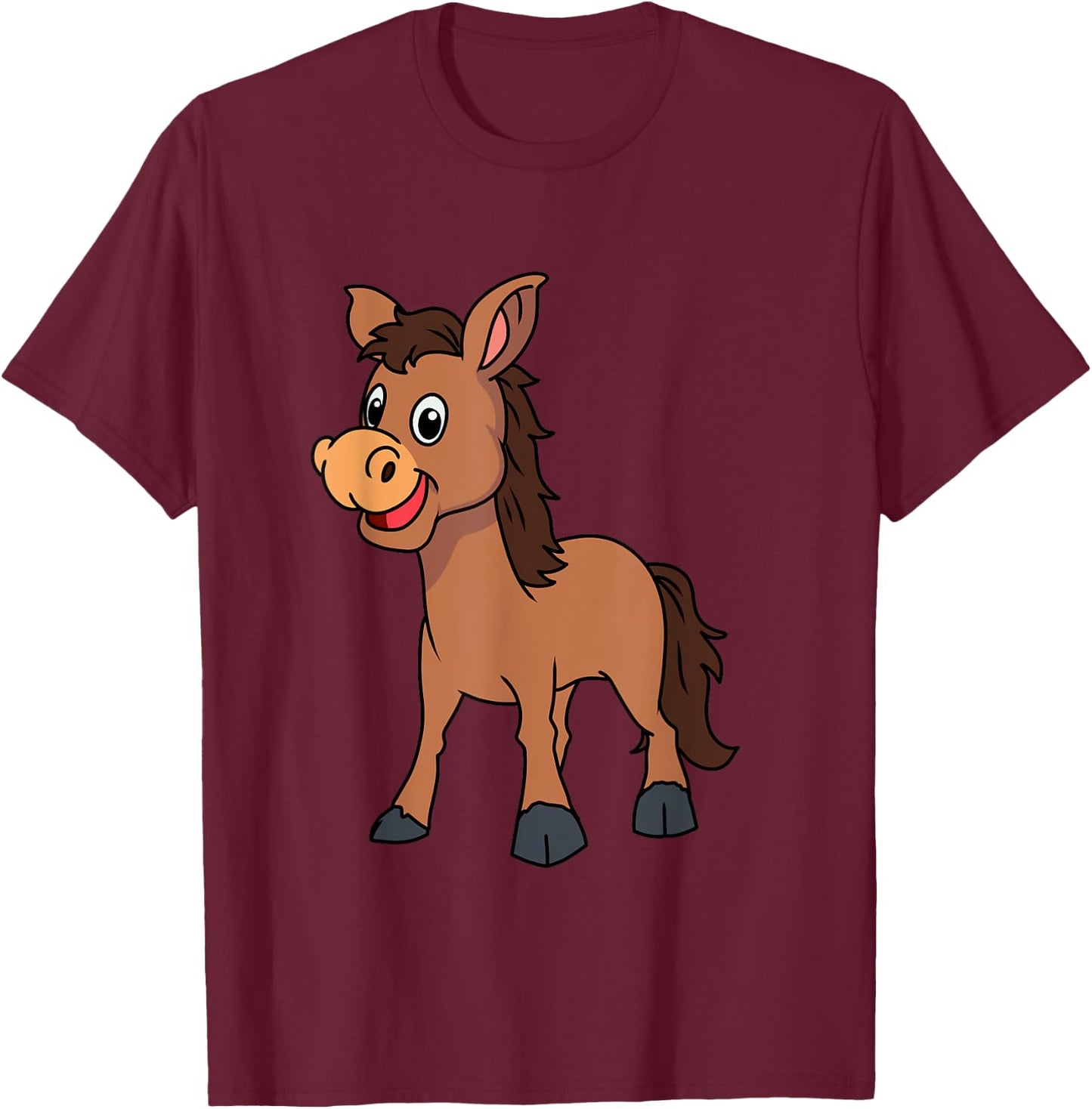 Cute Donkey Horse Pony Children Hoofed Animals Toddlers Child T-Shirt - T-Shirt | Maroon