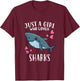 Funny Shark Lovers Just A Girl Who Loves Sharks T-Shirt - T-Shirt | Maroon