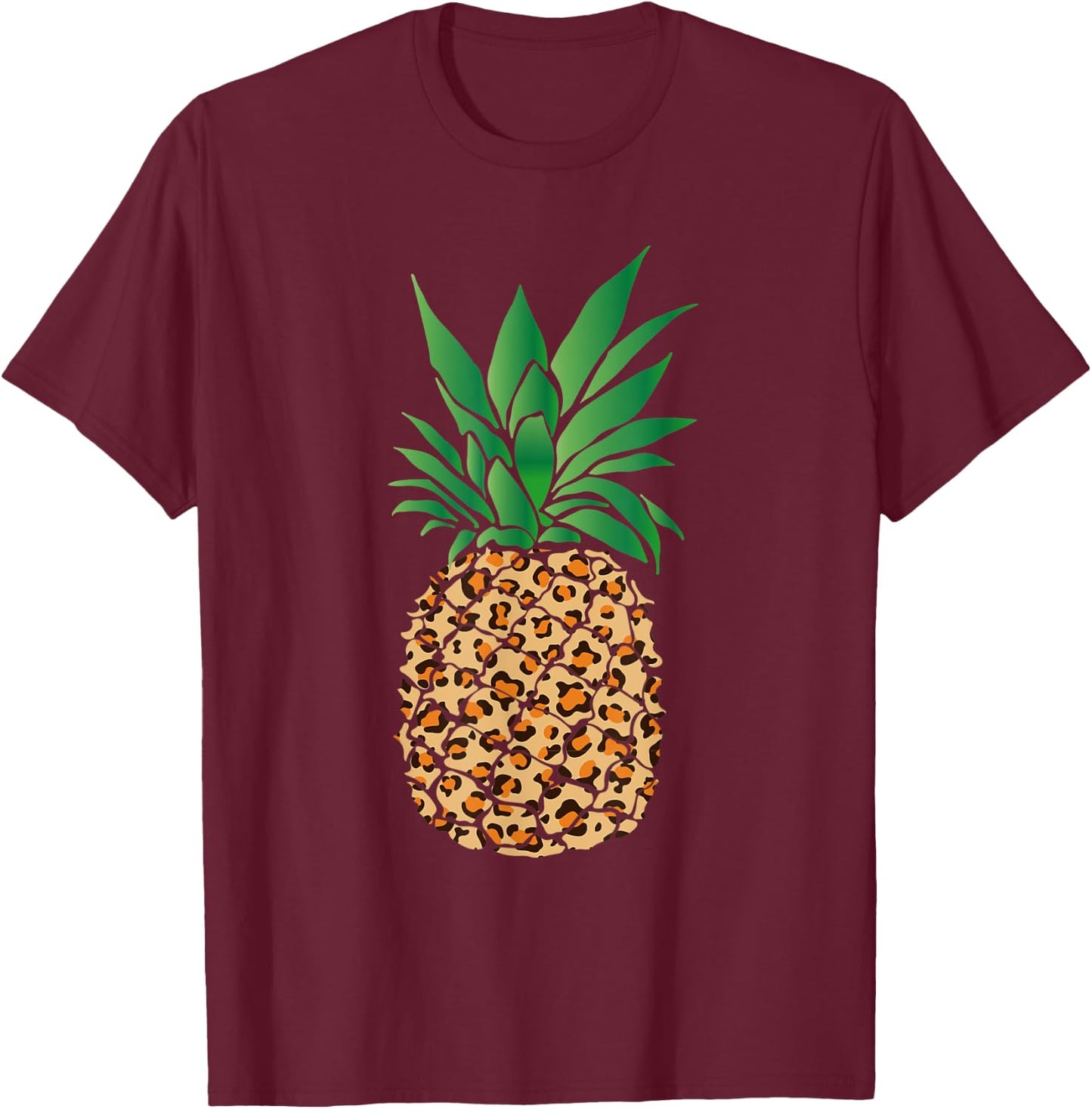 Cute Cheetah Print Pineapple Leopard Animal Lover Gift Shirt T-Shirt - T-Shirt | Maroon