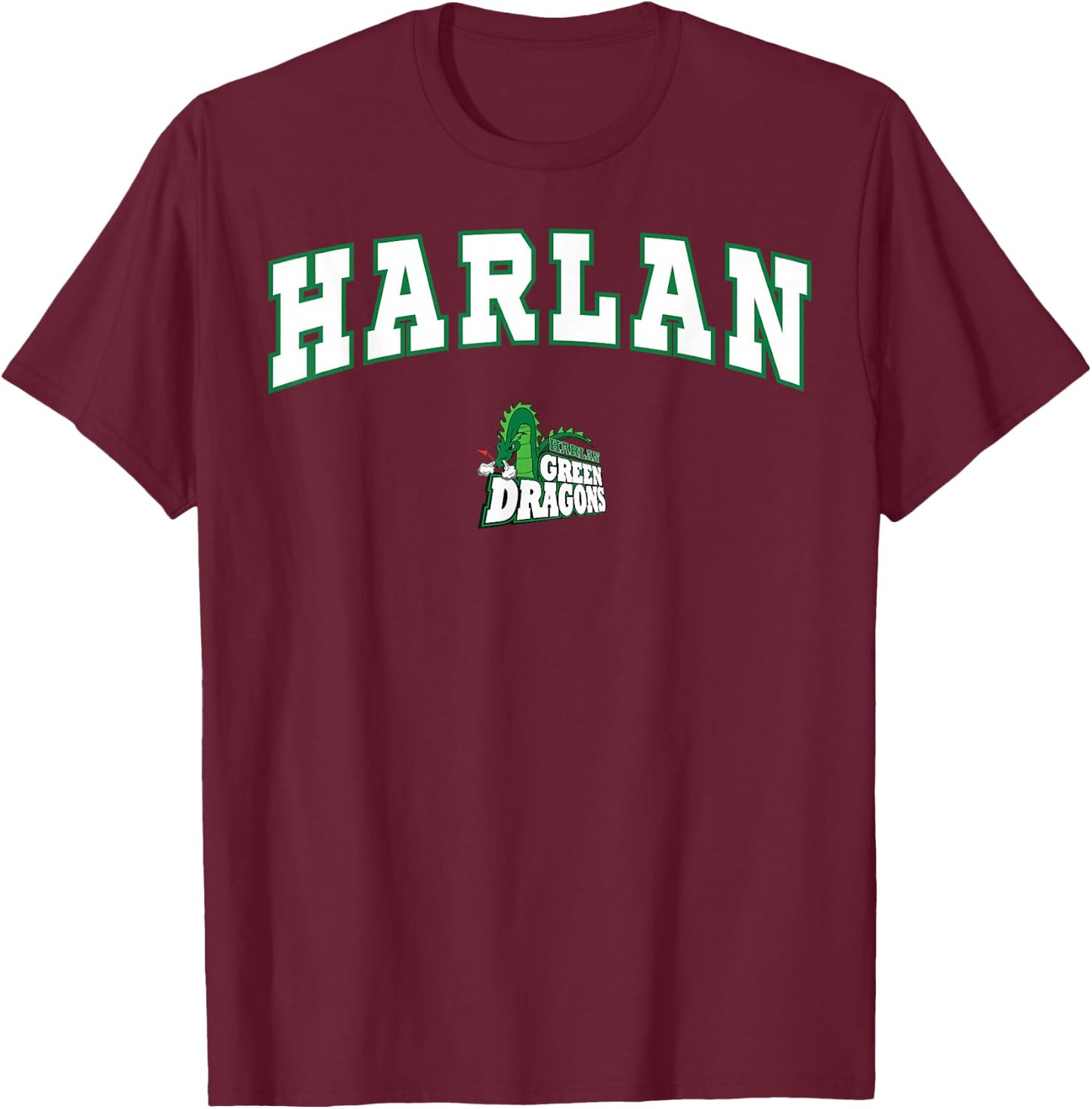 Harlan High School Green Dragons C2 T-Shirt - T-Shirt | Maroon