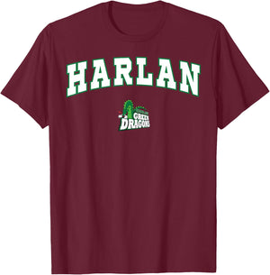 Harlan High School Green Dragons C2 T-Shirt - T-Shirt | Maroon