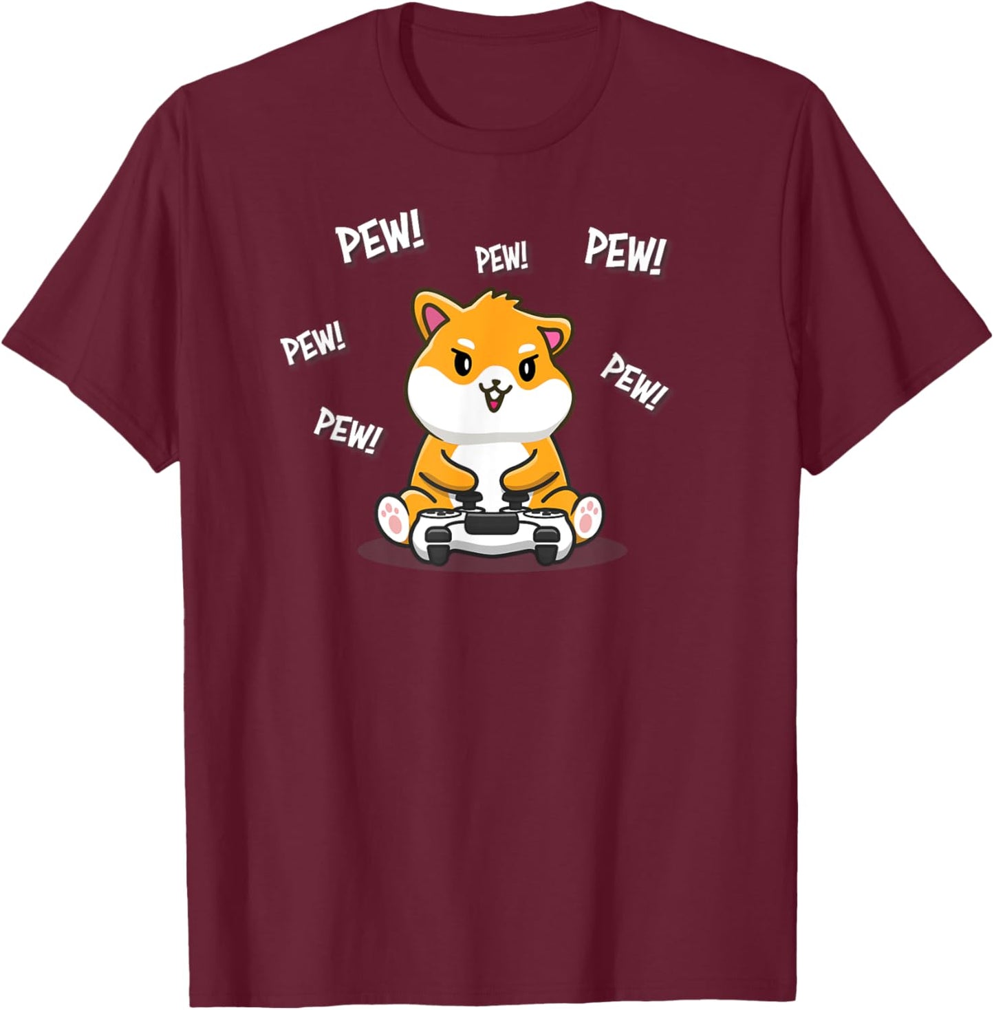 Funny Kawaii Kids Video Gamer Pew Meme Hamster Lover T-Shirt - T-Shirt | Maroon