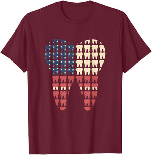 Patriotic Dental Hygienist Dentist 4th of July Celebration T-Shirt - T-Shirt | Maroon
