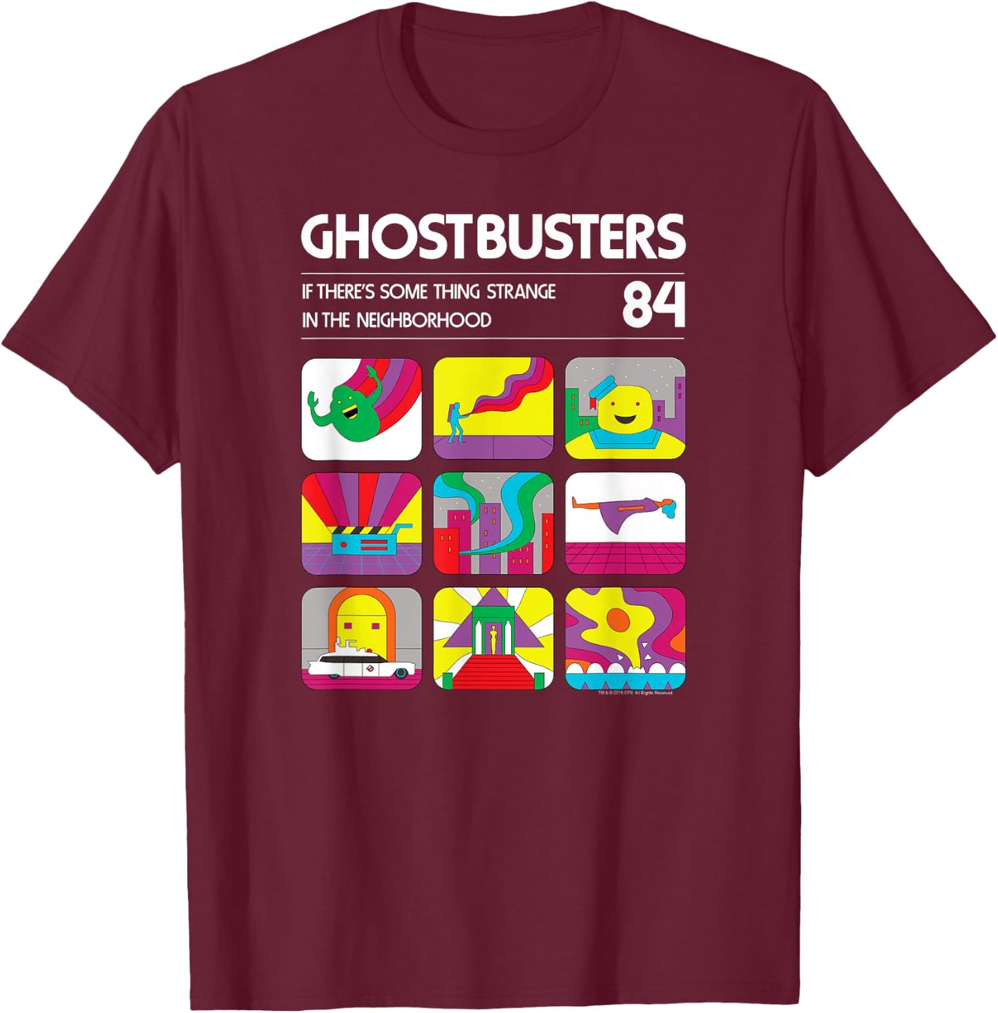 Ghostbusters Retro Video Game Graphics Vintage Movie T-Shirt - T-Shirt | Maroon