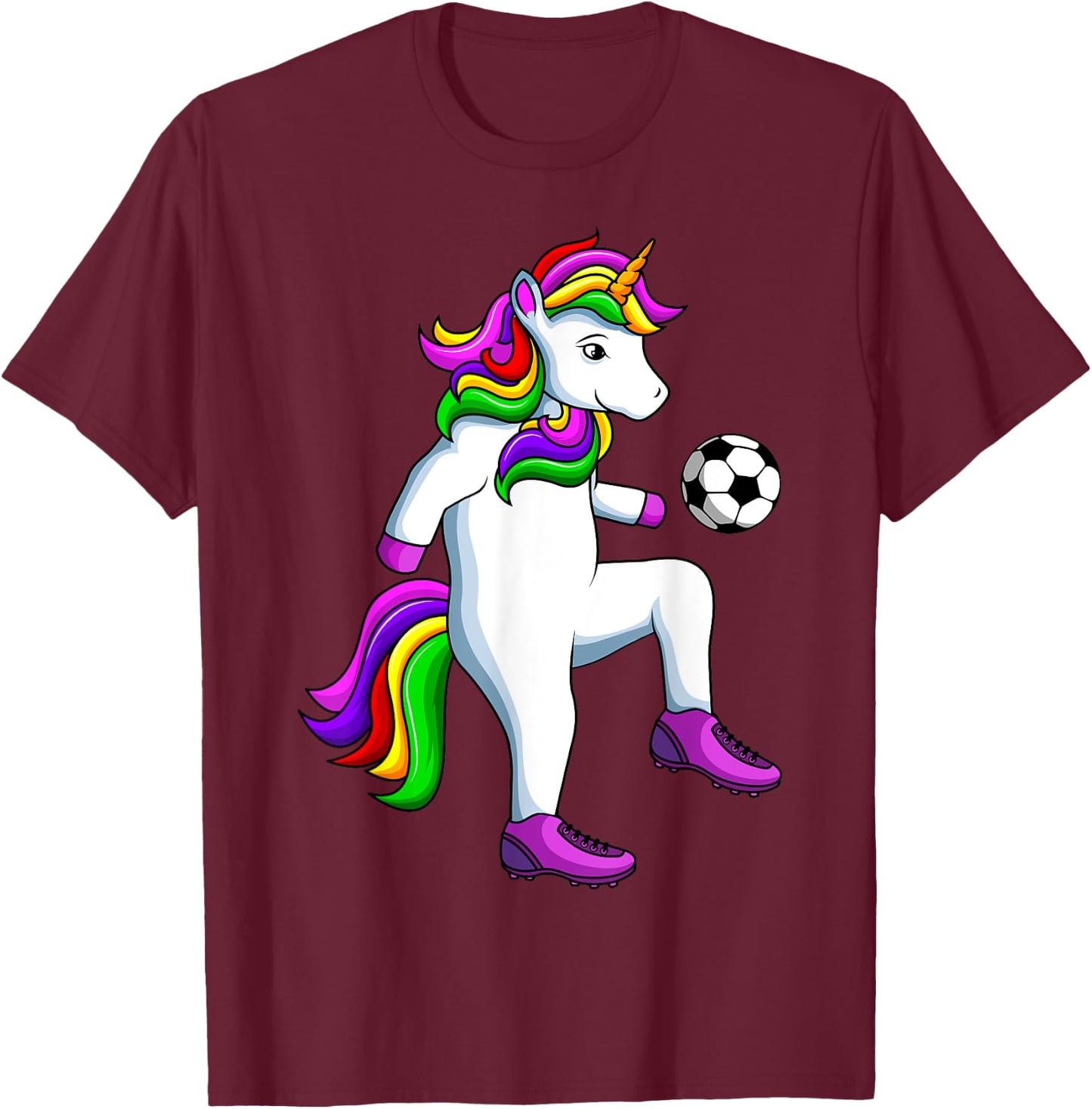 Soccer Girl Unicorn Youth Women Players T-Shirt - T-Shirt | Maroon