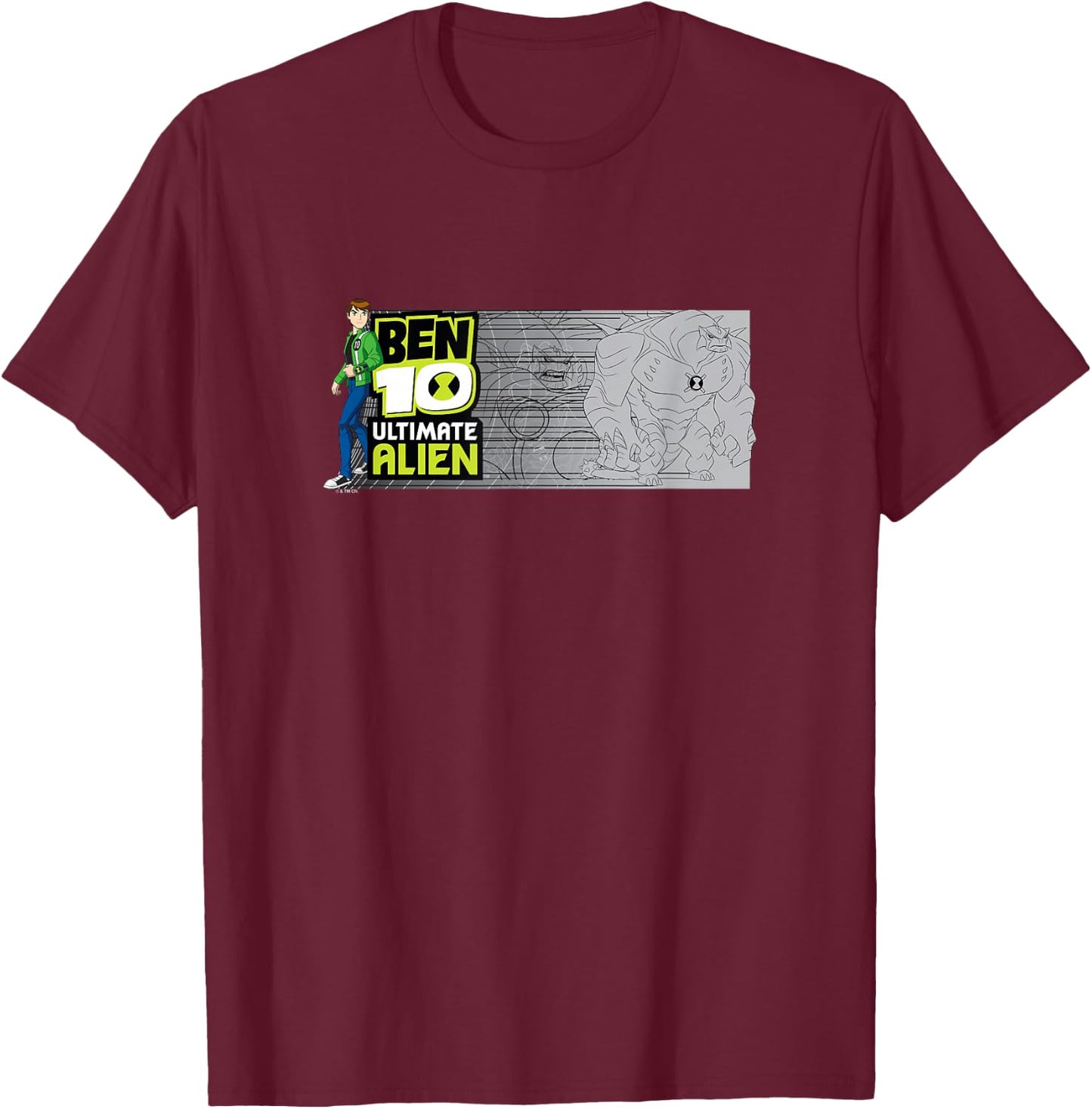 Ben 10 Ultimate Alien: Cosmic Destruction Humungousaur Logo T-Shirt - T-Shirt | Maroon