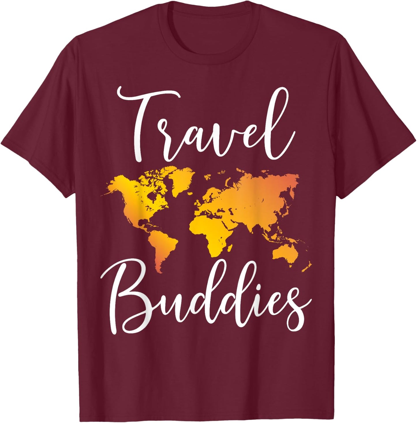 Travel Buddies Matching Couple Traveler Adventure T-Shirt - T-Shirt | Maroon