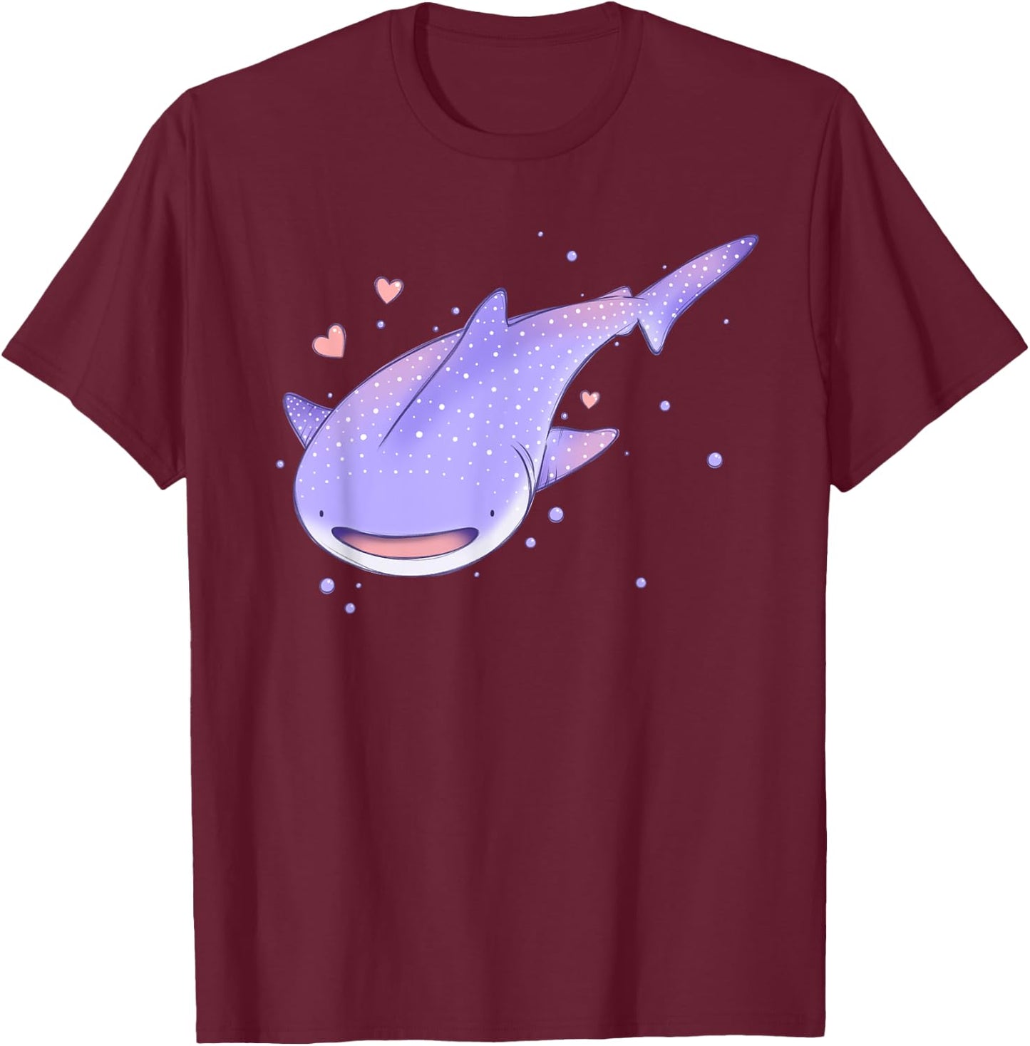 Cute Kawaii Pastel Whale Shark Sea Creature T-Shirt - T-Shirt | Maroon