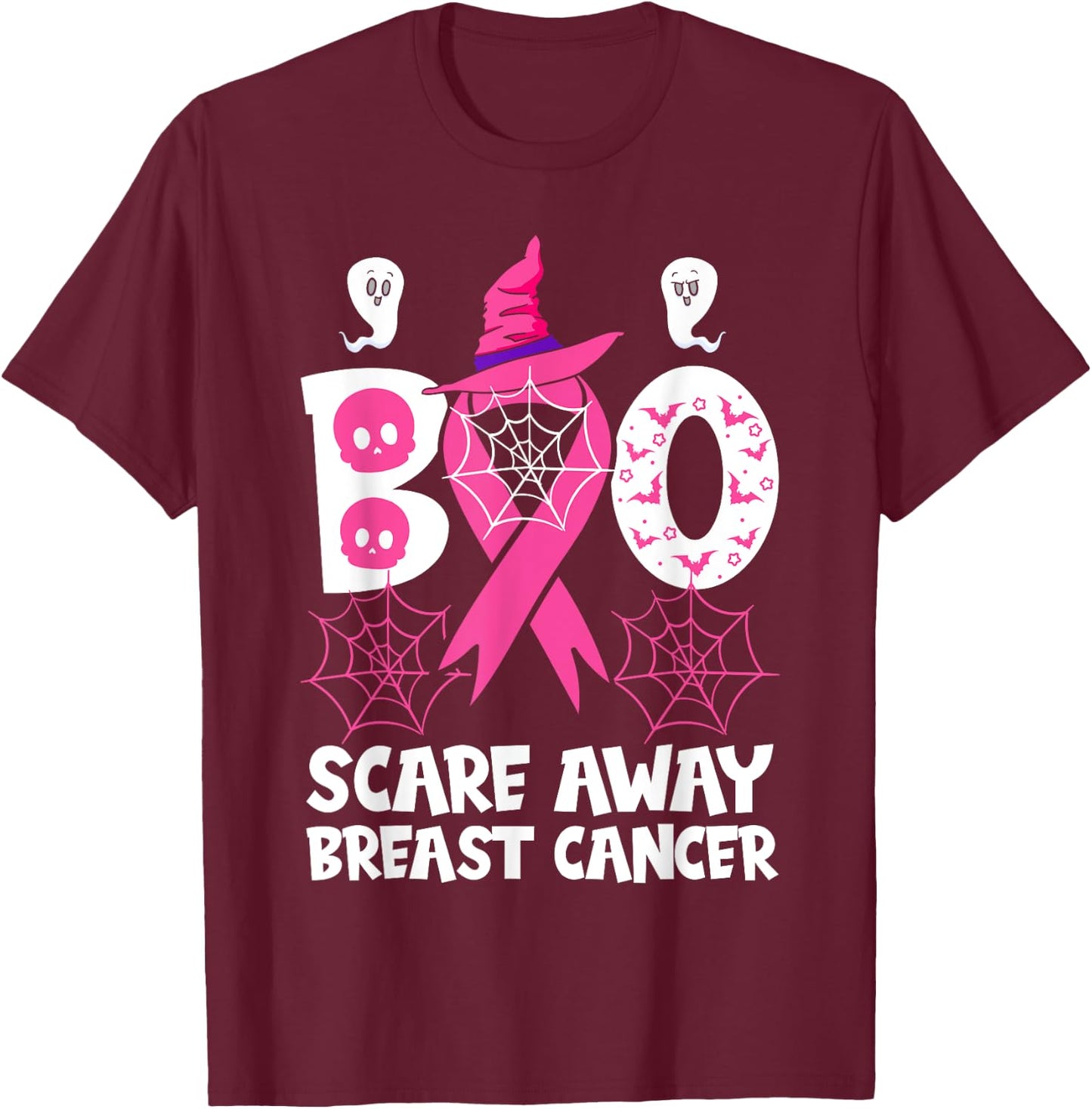 Breast Cancer Halloween Party Pink Ribbon Witch Survivor T-Shirt - T-Shirt | Maroon