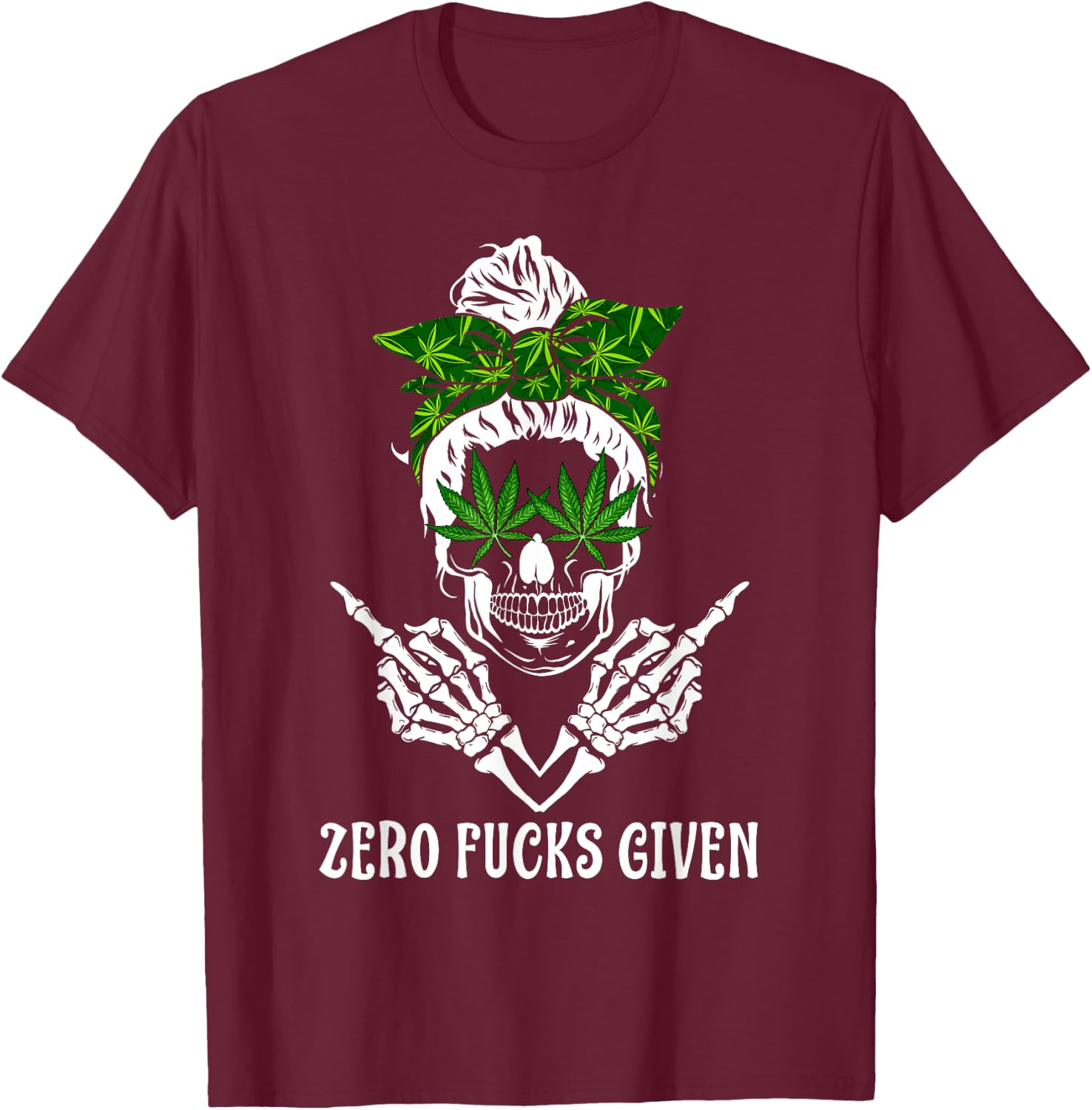 Men Women Weed Skull Cannabis Marijuana 420 THC Weed Lover T-Shirt - T-Shirt | Maroon