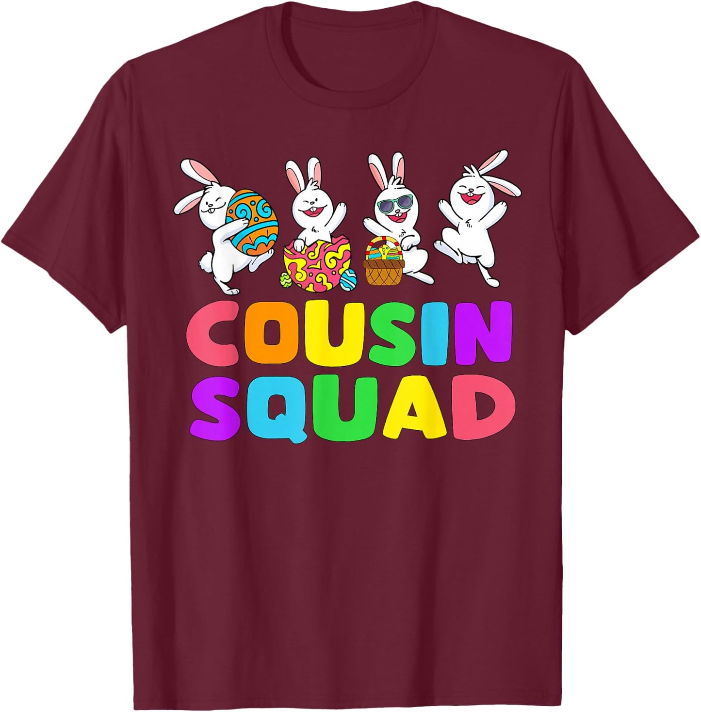 Easter Cousin Crew Squad Boys Cute Rabbits Easter Bunny Eggs T-Shirt - T-Shirt | Maroon