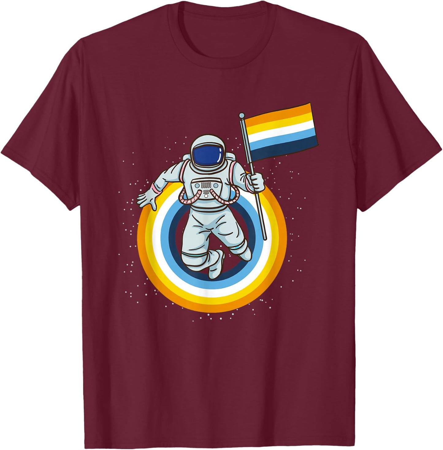 Astronaut Aroace Pride Flag T-Shirt - T-Shirt | Maroon