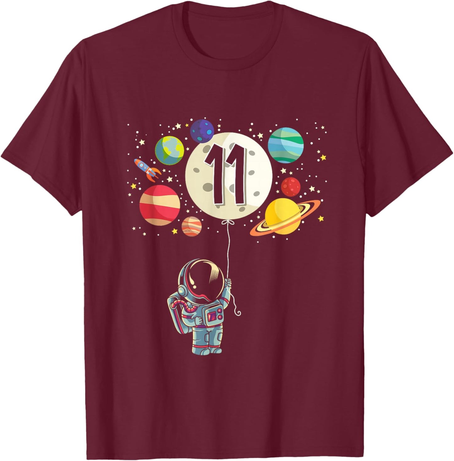 11 Years Old Birthday Boy Gifts Astronaut 11th Birthday T-Shirt - T-Shirt | Maroon