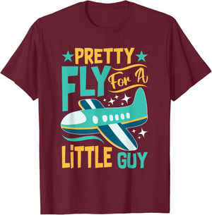 Airplanes For Kids: Pretty Fly For A Little Guy T-Shirt - T-Shirt | Maroon