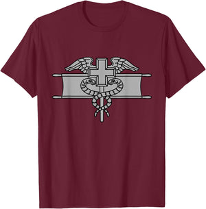 US Army Expert Field Medical Badge (EFMB) - 68W T-Shirt - T-Shirt | Maroon