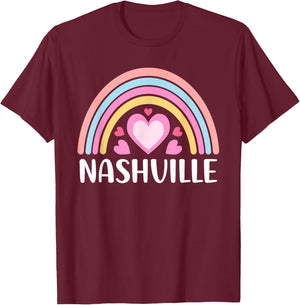 Nashville Nashville Rainbow Cute Nashville T-Shirt - T-Shirt | Maroon